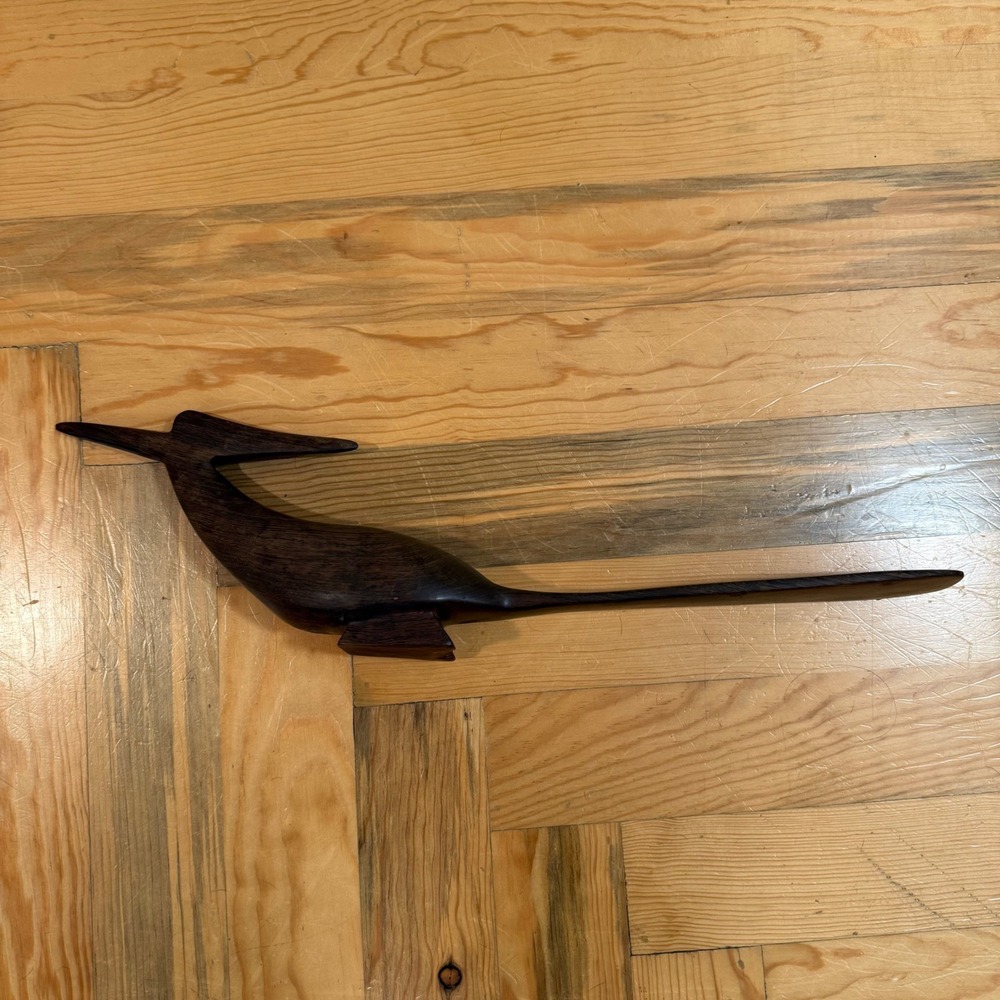 Vintage 70s Wooden Mid Century Modern Decor Folk Art Bird Carving Sculpture - Picture 2 of 13